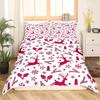 Red Three-Piece Quilt Cover Digital Printing Bedding Set Christmas Elk Snowflake Bed Cover