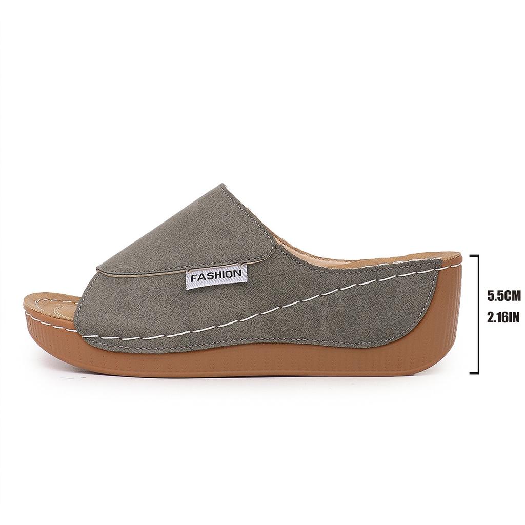 Large Size Platform Casual Slippers Women's Shoes New Wide Strip Simple and Fashionable Fish Mouth Wedge Slippers