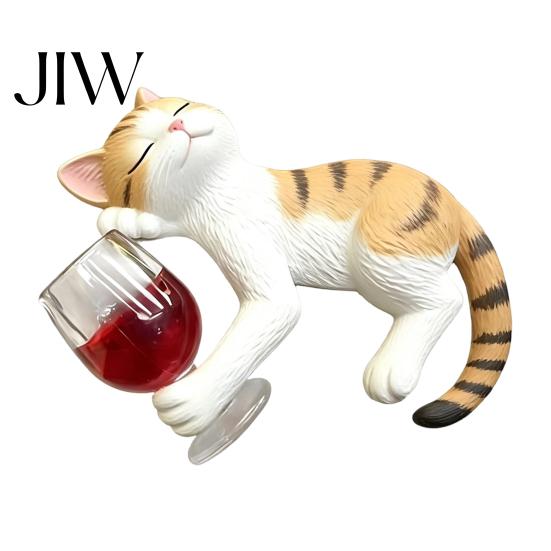 Garten-Mikrolandschafts-Dekor Betrunkene Kätzchen Harzfigur Blumentopf-Hänger, 3 Farben Faule Katze Mini-Statue, Betrunkener Stil Statue Niedliches Tier Hängend