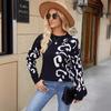 GMXIA Knitted Sweater Woman Autumn Winter Round Neck Jumper Leopard Print Long Sleeve Knitted Jumper Woman