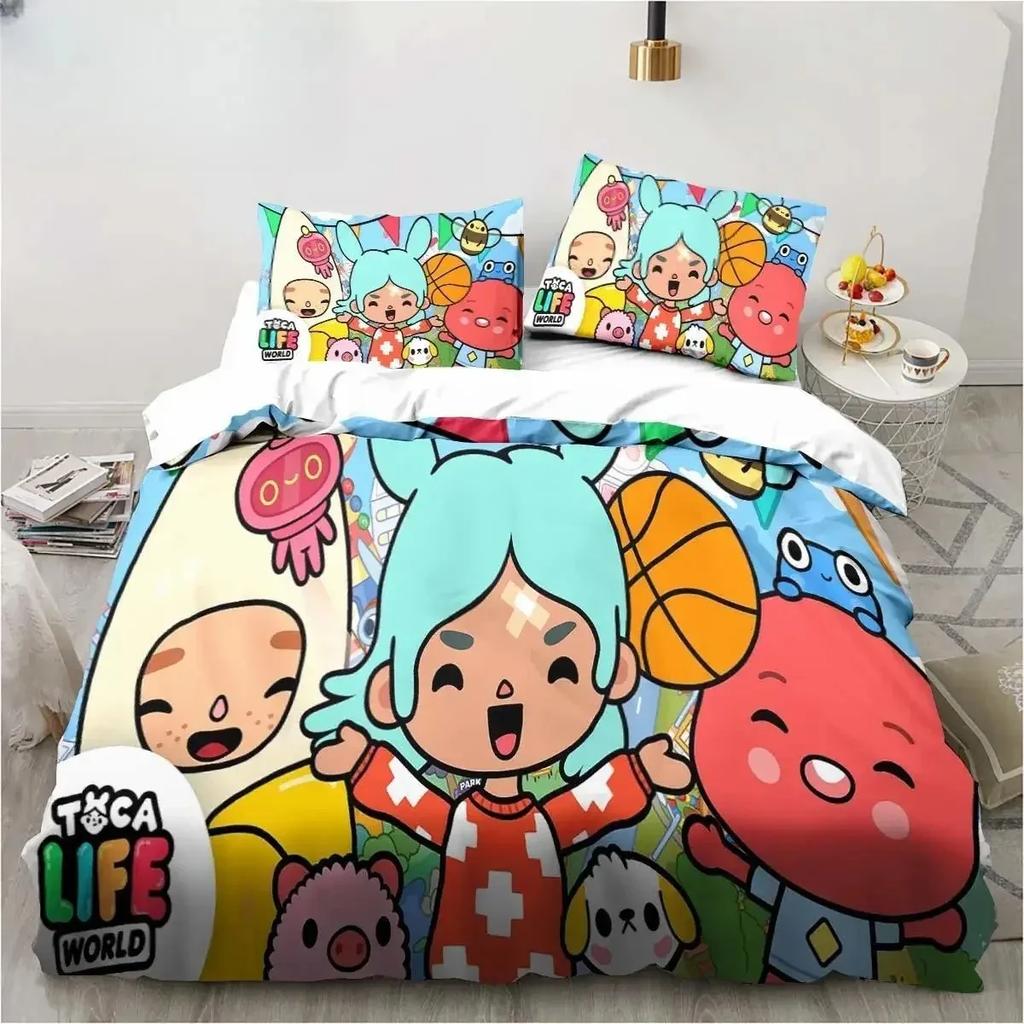 3D Cartoon Game Toca Life World Bedding Set Duvet Cover Bed Set Quilt Cover Pillowcase Comforter king Queen Size Boys Adult