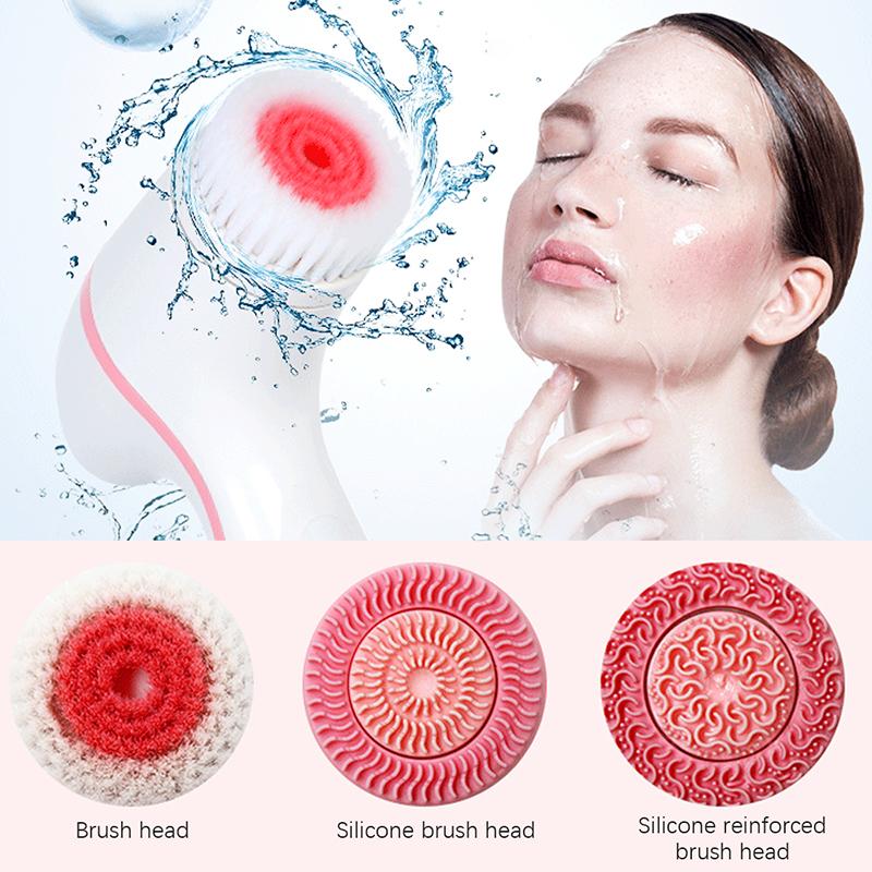 New design Silicone Electric Ultrasonic Facial Cleansing Brush Spin Cleaner Device Waterproof Cleaning Exfoliation Rotating