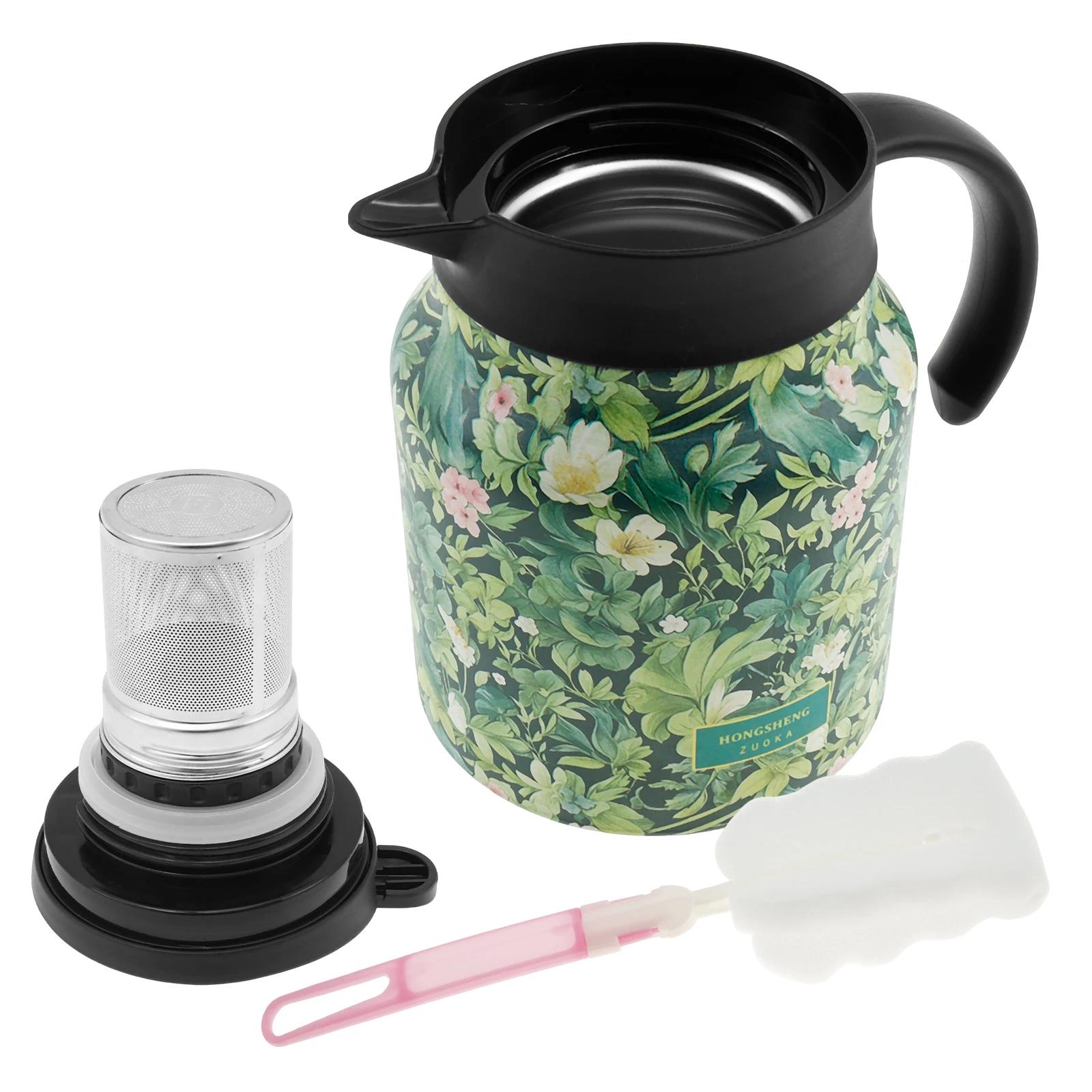 1000 мл Термозаварочный чайник с ситечком Винтажный цветочный узор Изолированный чайник Бытовой из нержавеющей стали Термографин для чая
