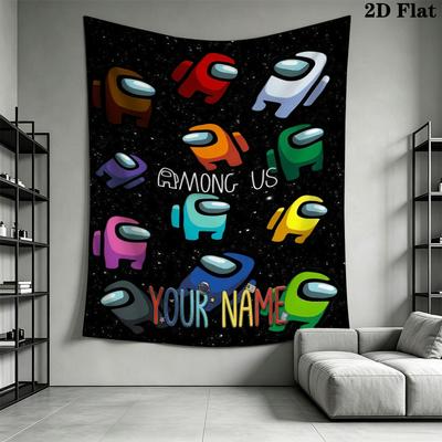 Among Us Custom Name Wall Tapestry Aesthetic Wall Hanging Printed Fabric Blanket Decorative Tapestries for Bedroom Living Room Home Decor
