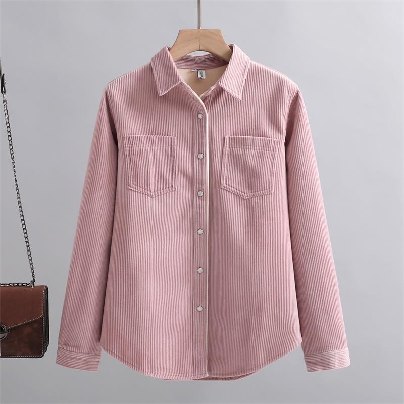 Women's Fleece-Lined Corduroy Shirt: Slim, Warm, and Versatile for 2025 Autumn/Winter Collection