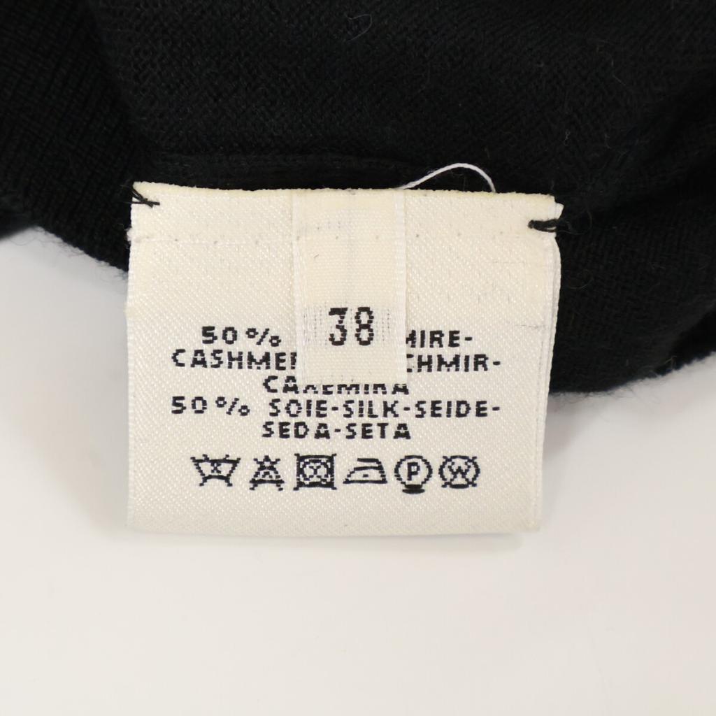 HERMES Cashmerex Silk Short Sleeve Knit Sweater/ tops 38 blackUsed