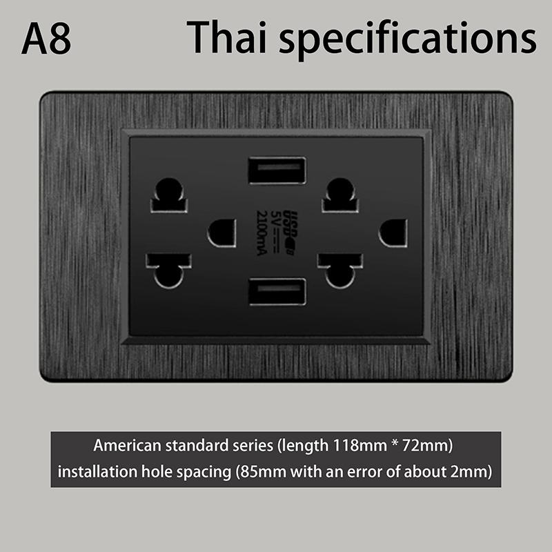 5V 2.1A Usb Type-C Charger Thailand Standard 118Mm Household Panel Thai Universal Wall Switch Power Switch Socket Series