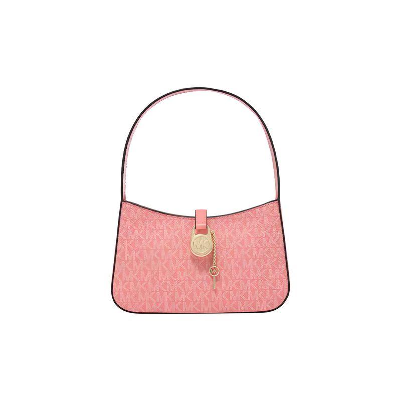 Michael Kors Mk Lyra Monogram Gold Lock Faux Leather Shoulder Bag Women Shoulder Bag Orange Pink 35T4G1YC1B-654