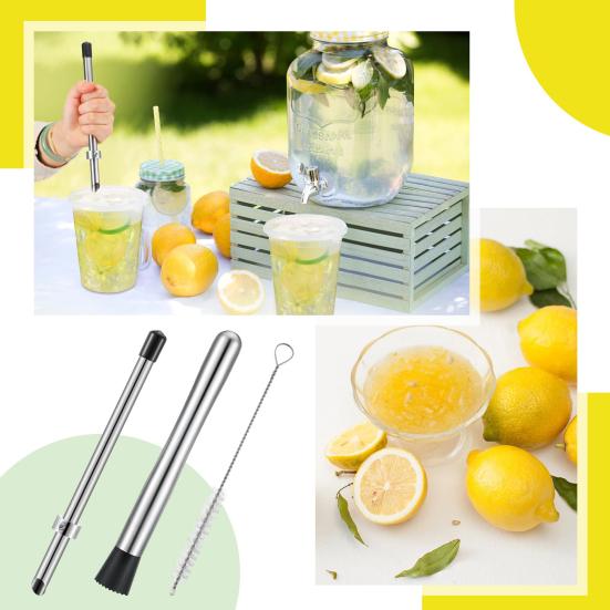 3Pcs/Set Straw Puncher Muddler Set Stainless Steel Straw Hole Puncher Kit Lemonade Stand Essentials Kit