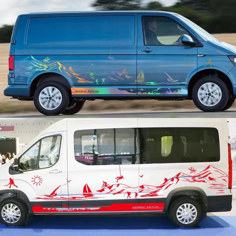 Van Camper Stickers For Volkswagen VW Transporter T6 Car Graphics Mountain Climb Camping Styling Decals Auto Tuning Accessories