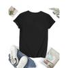 Damen Leichtes Lebhaftes Logo-Print T-Shirt Schwarz Rundhalsausschnitt Kurze Ärmel Komfortables Lässiges Oberteil für Draußen Strand Tägliche Kleidung Familiengeschenk
