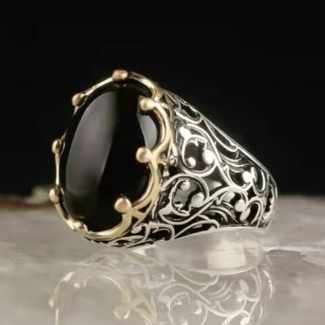 New Mifeiya Creative Black Crystal Rhinestone Zircon Rings for Men CopperColor Wedding Party Vintage Fashion Jewelry