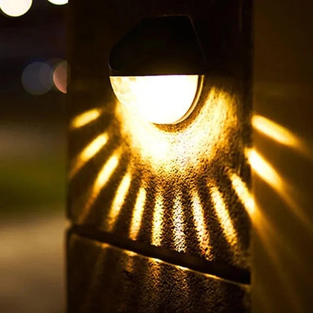 2PCS Waterproof LED Solar Step Lights, Outdoor Wall Mount Stair Lights, Auto On/Off Night Lights for Garden Pathway Yard Deck Decoration