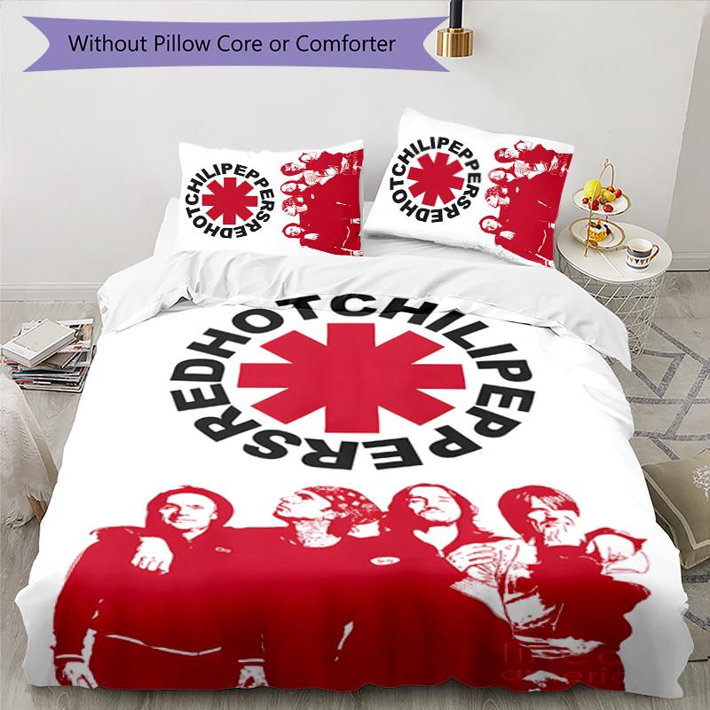 Red Hot Chili Peppers 3pcs Bedding Set Duvet Cover Closure Includes 1 Duvet Cover & 2 Pillowcases for All Seasons Bedroom Home Dorm Decor