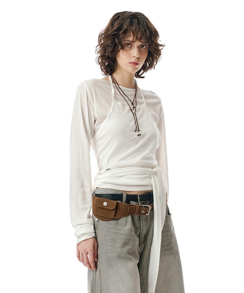 Sekeonmonollogeu W.(Set)Tie Detail Layered Set Top [White]_Sewts025White