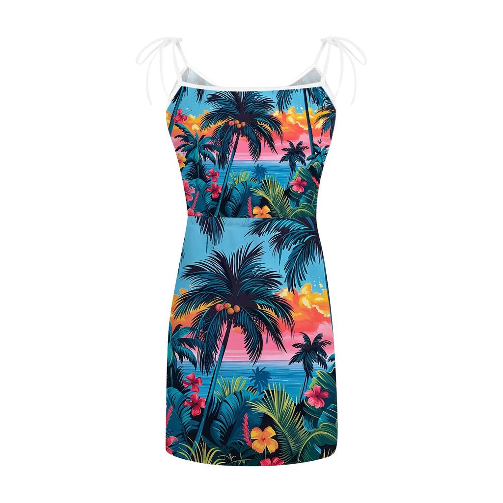 Dámská móda Ležérní Letní Tištěné Volné Bez rukávů Na ramínka Přední kapsy Výstřih do V Šaty