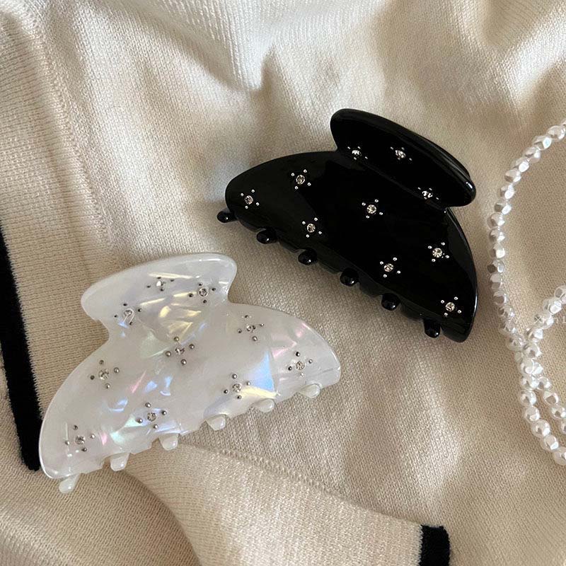 Korean Acetate Hair Clips for Women French Shiny Shark Clip Fashion Zircon Hairpin Temperament Hair Accessories Girls Headdress