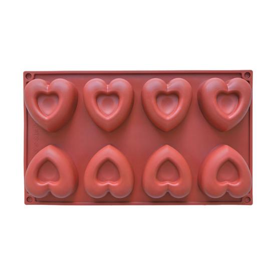 Heart Shape Silicone Mold 8-Cavity Chocolate Cake Soap Candles Mold Flexible Easy Release Baking Mold Kitchen Home Bakery Restaurant Cooking Tools