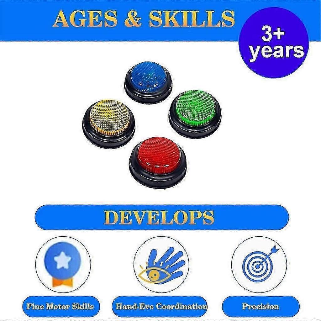 New 4 Pack Buzzers for Trivia Games, Answer Buzzers for Classroom, Game Buzzers with Lights and Sound G-Good