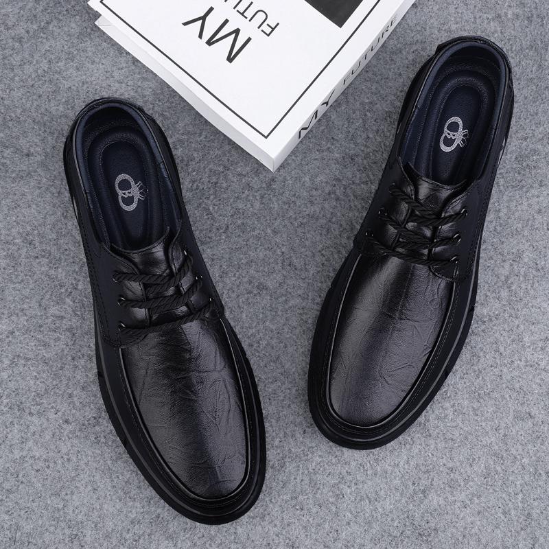 FashionGenuine Leather Men's Casual Shoes British Style Male Dress Sneakers New Trendy All-match Business Shoes Formal Dress Footwear