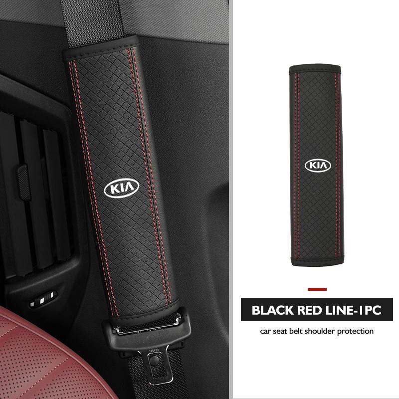 AQH1  For KIA Car Safety Belt Shoulder Protector Pad Leather Seat Belt Cover Accessories K5 K2 Rio Optima Sportage Venga Sorento