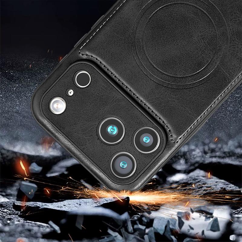 For Magsafe Magnetic Leather Phone Case For iPhone 17 16 13 15 14 12 Pro Max Plus 16e Air Wireless Charging Shockproof Cover