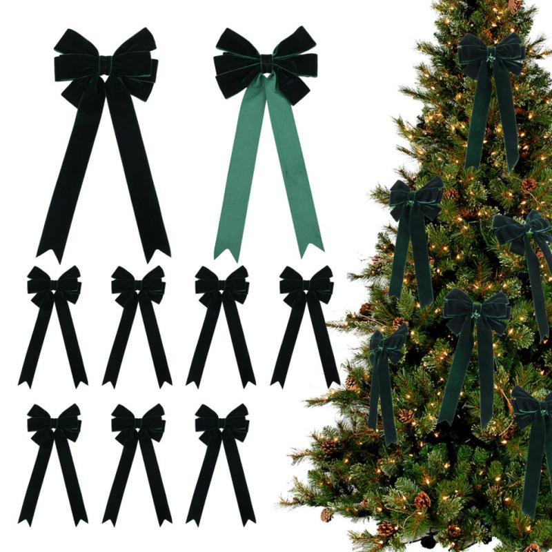 Festliche Weihnachtsbaum Samt Schleife und Kranz Ornamente