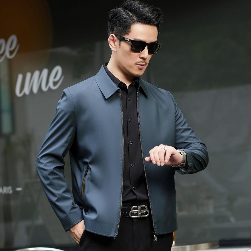 

Новый пиджак с лацканами, мужской, весенне-осенний, деловой, повседневный, деловой пиджак среднего возраста, большой размер, шелковая куртка-папа 195