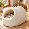 Semi-Enclosed Cat Bed Portable Pet with Electric Blanket Indoor for Resting