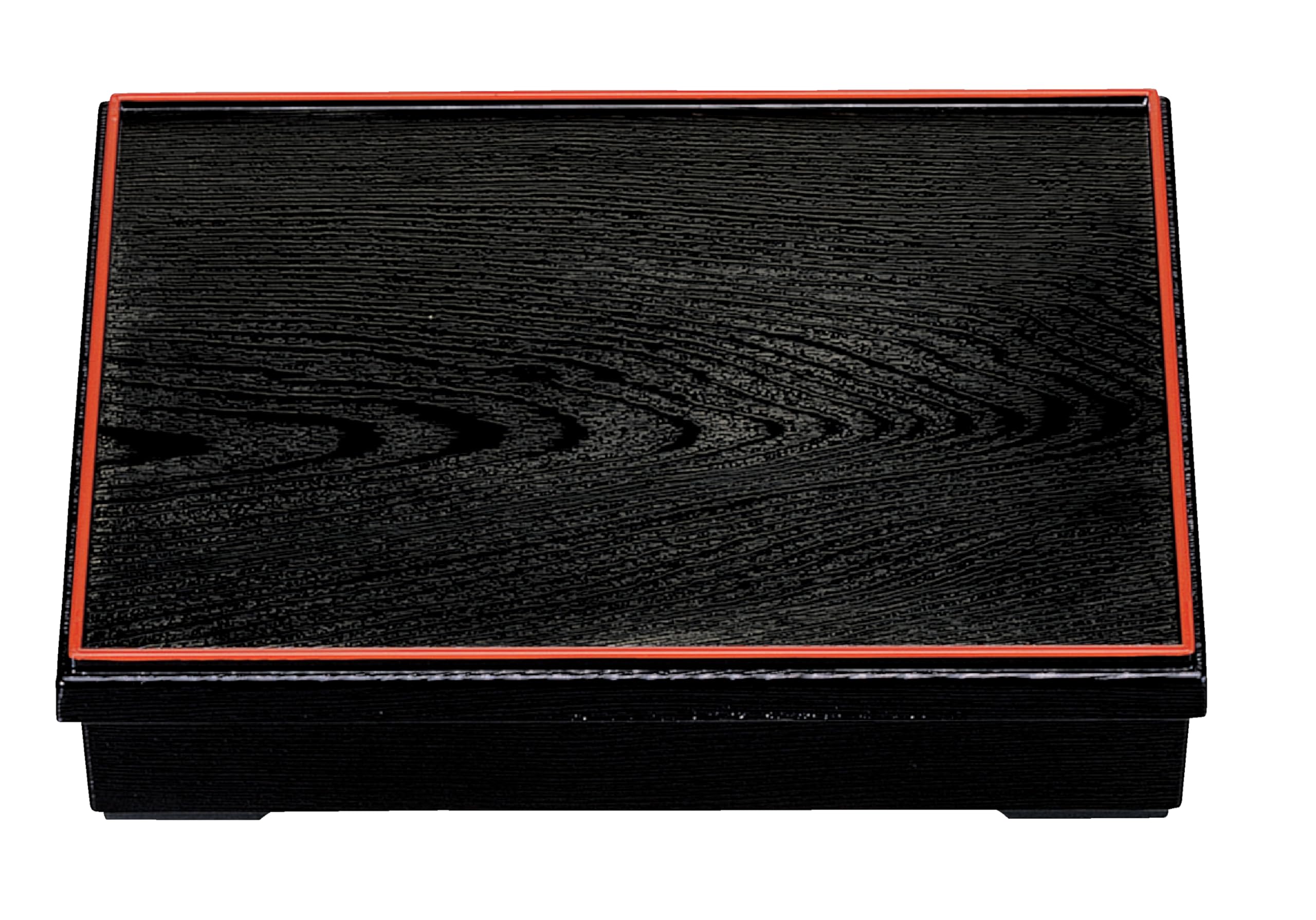 Wakaizumi Long Bento Black Wood Grain with Vermilion Trim Sold Lacquerware, A9-inch Box, (Dividers Separately) 1-239-6 чёрный