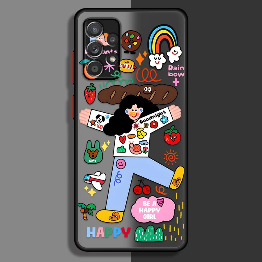 Case for Samsung Galaxy A73 A33 A16 A15 A35 A14 A23 A34 A36 A56 A55 A17 A52 A52S A72 A54 A53 Phone Cover Cartoon Character Cat