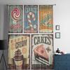 Kolekcja Vintage Sklep ze Słodyczami Znaków Blaszanych Przezroczyste Zasłony do Salonu Tiulowa Zasłona Okienna Sypialnia Kuchnia Woal Draperie
