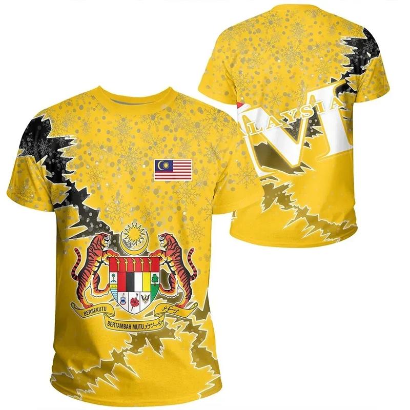 

Malaysia Flag Pattern Mens Clothes Tshirt Daily Casual Oversized Malaysian National Emblem 3D Printing Tee Shirts Male Tops 4XL 160 (13T-14T)