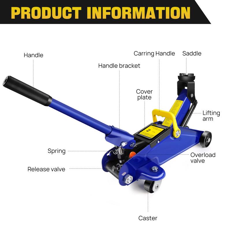 

Floor Jack & Stand Combo-2 Ton Low Profile Hydraulic&3 Ton Axle Stand Set,Tire Repair Kit Steel Racing Quick Lift синий