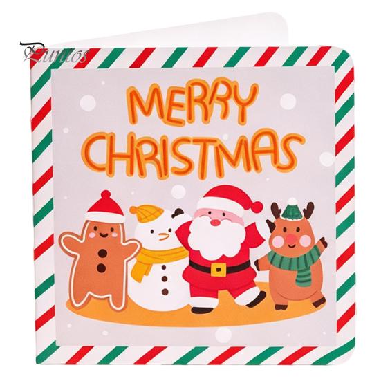 Decorative Paper Cards 10Pcs Merry Christmas Greeting Set, Folding Cartoon Blank Xmas Message Note Cards, Festive Blessing for Holiday Gift