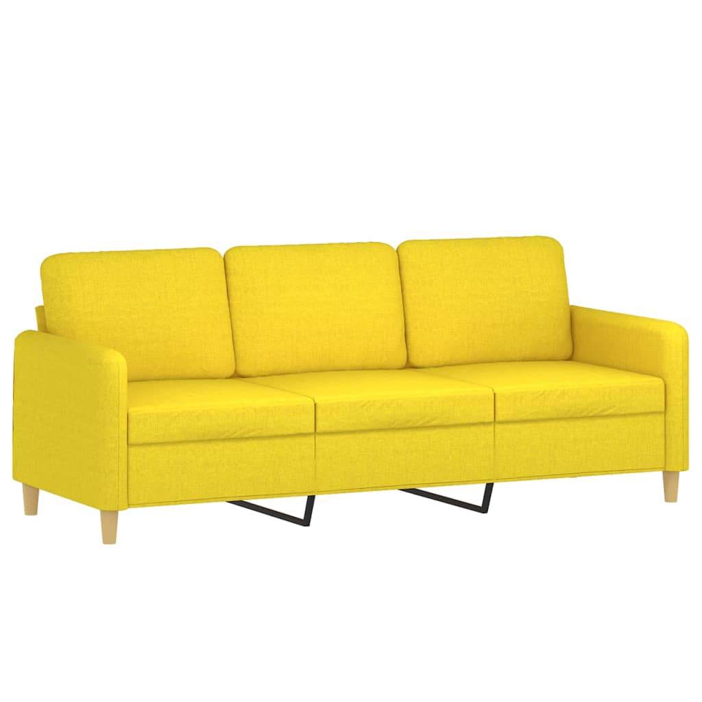 Vidaxl Sofa 3-Osobowa, Jasnożółta, 180 Cm, Tapicerowana Tkaniną