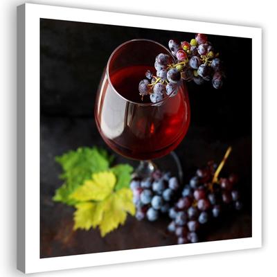 Impresión sobre lienzo, Vino tinto y uvas