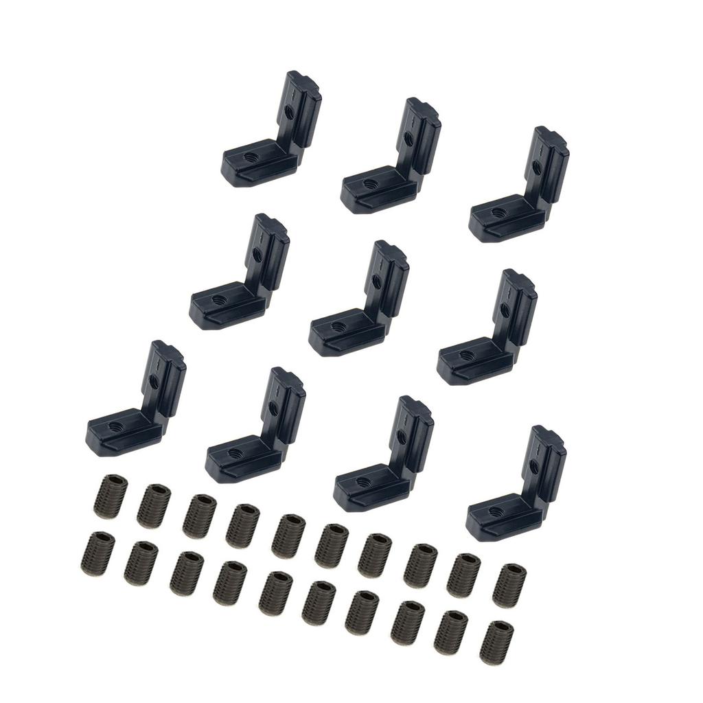 Balení 10 úhelníků Vnitřní rohový spojník se šrouby Úhelníkové spojky ve tvaru L Jednoduché použití pro profily s T-drážkou