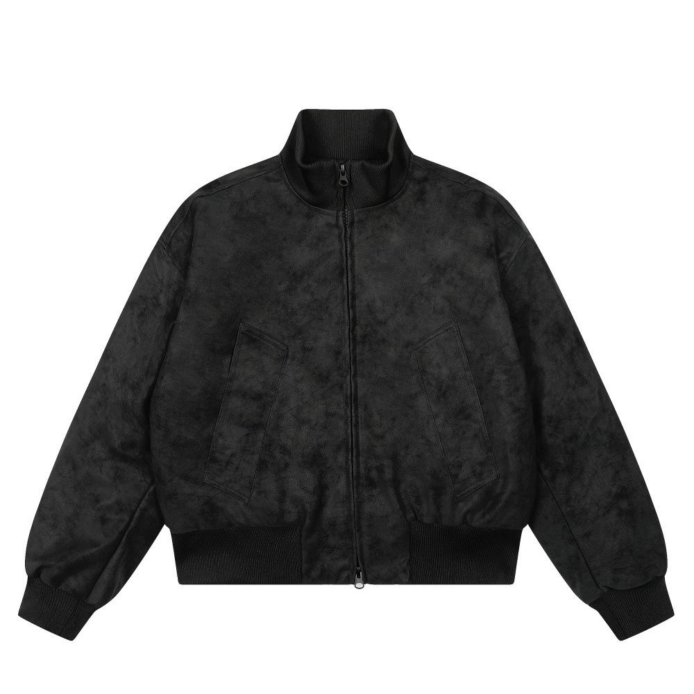 

Men s Dark Pattern Quilted Stand Collar Jacket - Retro Streetwear for Autumn/Winter. XXL чорний
