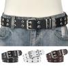 Novo cinto de rebite estilo gótico com fivela dupla, estilo punk casual, masculino/feminino, couro sintético, cós para jeans, cinto Y2K