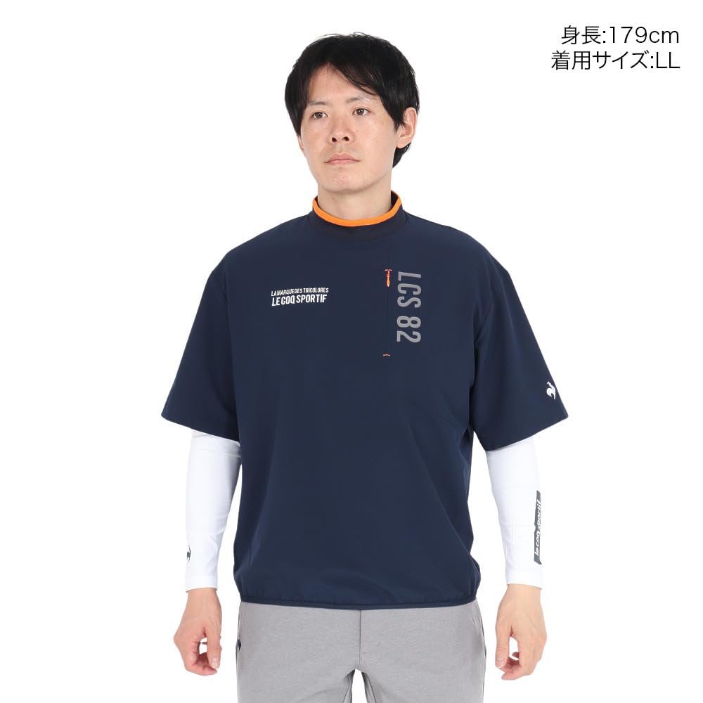 Coq Sportif Pullover With Short Sleeve Cut and Light Rain Golf LG4FTZ00M NV00 [Le Golf] [Stretch Forcer] Inner, Sew, Lightweight, Compatible, Men's