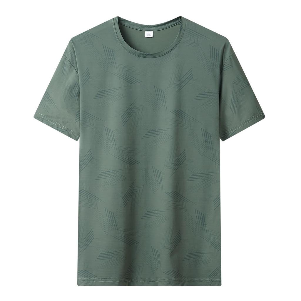 Men's Ice Silk T-shirt, Men's Summer Loose High Elasticity Sports Short Sleeved T-shirt