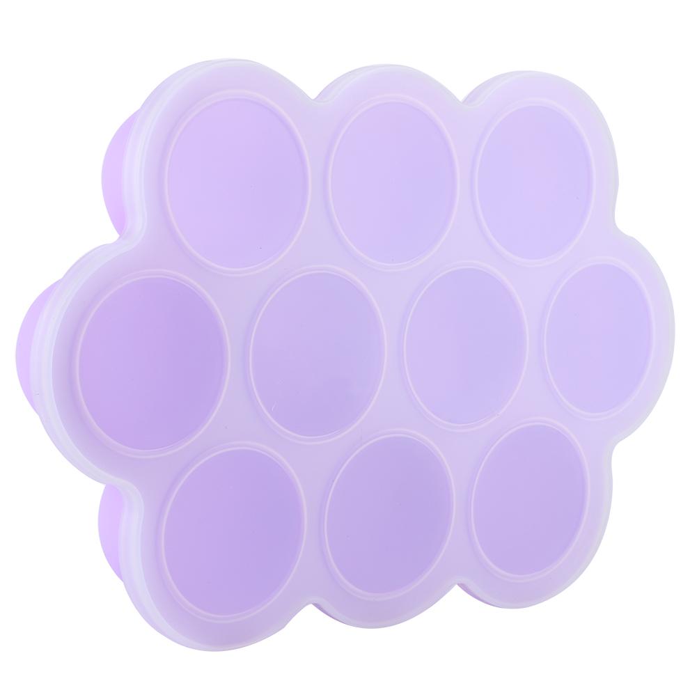 Silicone Food   Tray 10 Holes Reusable Container with Lid for Homemade Baby Food(Blue )