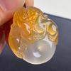 High-Quality Yellow and Red Jade Pixiu Pendant - Pure Natural Agate Chalcedony with Buddhist Significance, Warm and Smooth Ornament