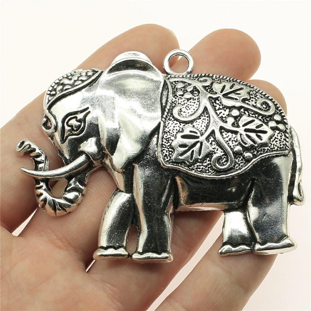 2pcs Charms Big Elephant For Jewelry Making DIY Jewelry Accessories Antique Silver Color Big Elephant Pendant Charms