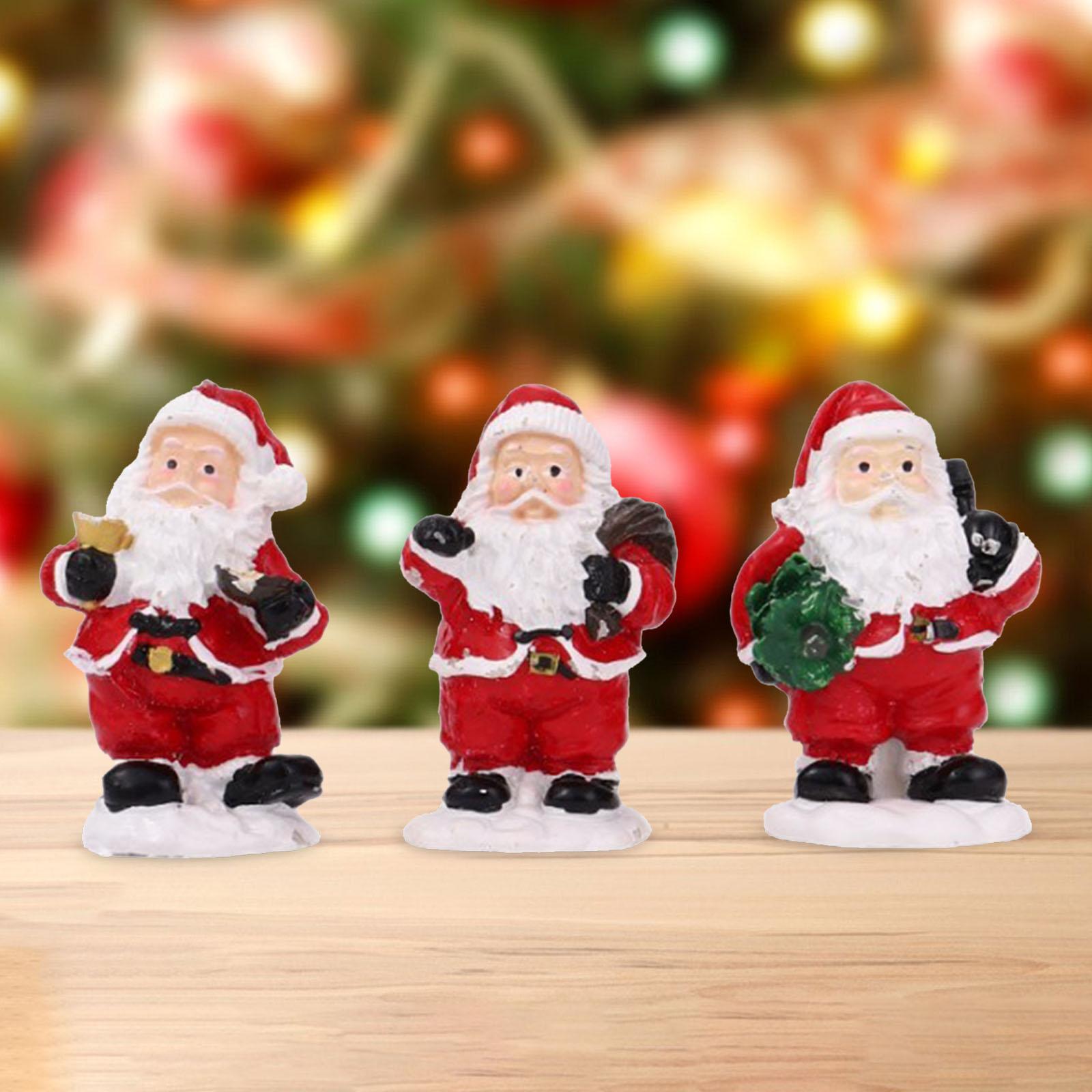 

3x Miniature Santa Figurine Xmas Sculpture with Gift Bag Decorative Festival Christmas Decoration for Celebration Wedding червоний