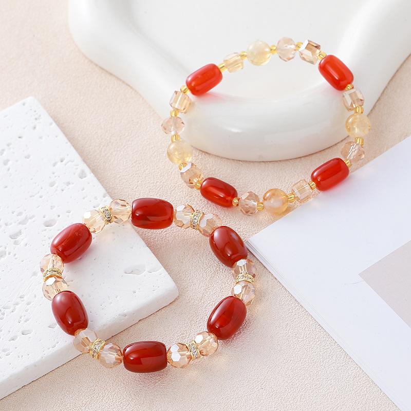 Natural Citrine Agate Bracelet Fashion Women Daily Jewelry Lucky Gift