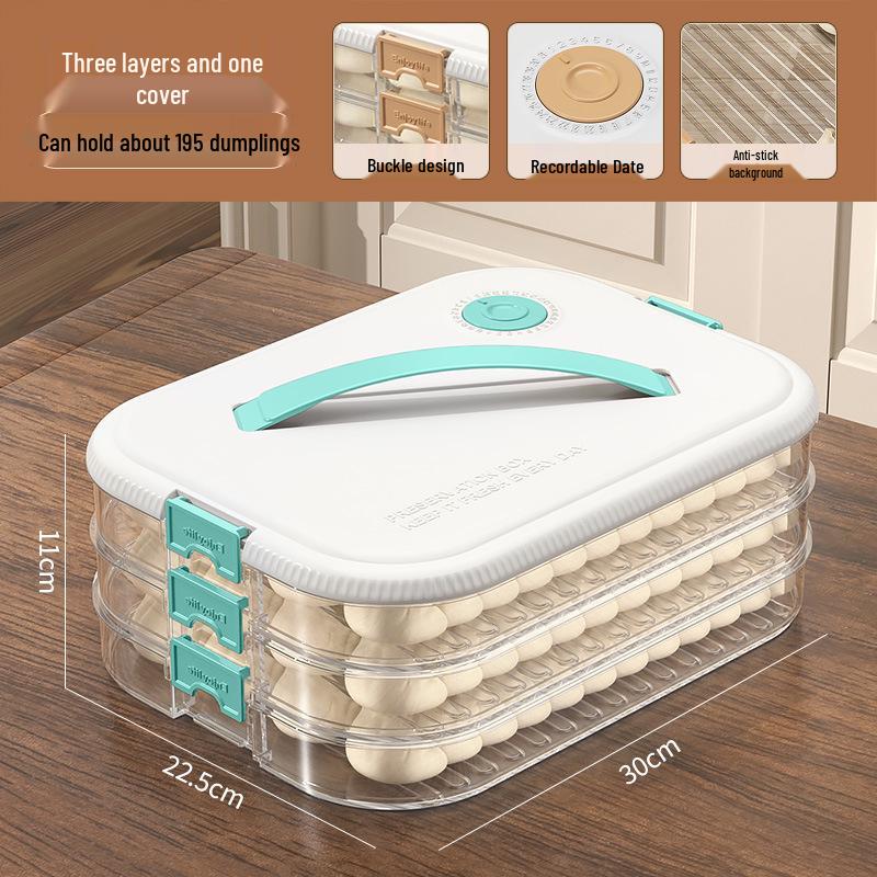 Multi-layer Transparent Dumpling Storage Box with Timer - Kitchen Food Grade Plastic
