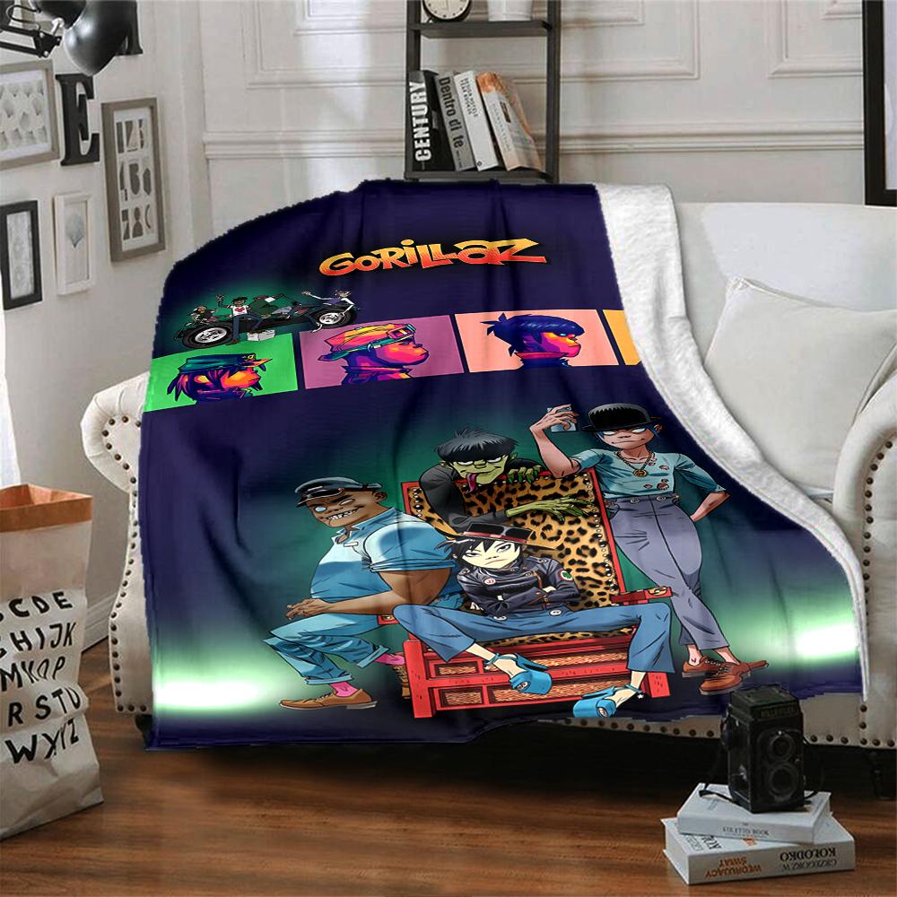 1pc Blanket - Gorillaz band Print Design,Lightweight Blanket for Sofa,Bed- Soft &Warm,Gift for All Seasons