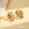 Gold Retro Irregular Shaped Stainless Steel Stud Earrings for Women – Trendy and Exaggerated European and American Style